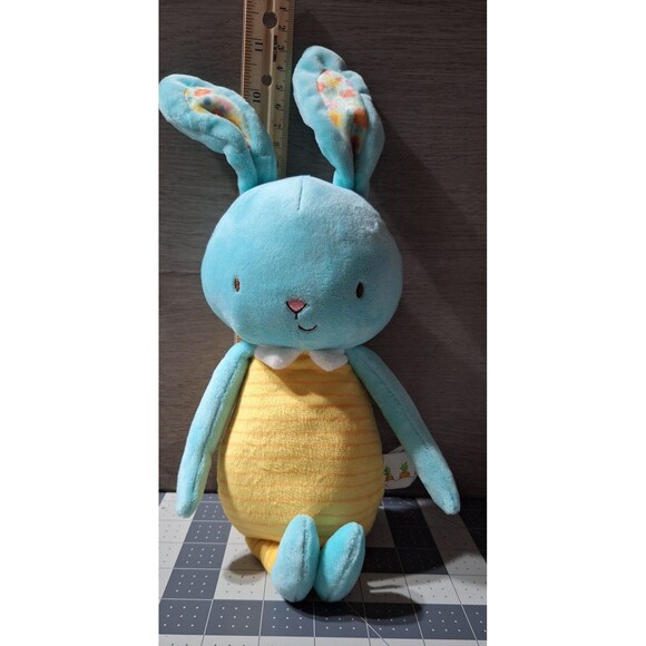 Bunnies by the Bay Rabbit Blue Yellow Stripe Floral Ears Plush Stuffed Animal - Picture 1 of 4